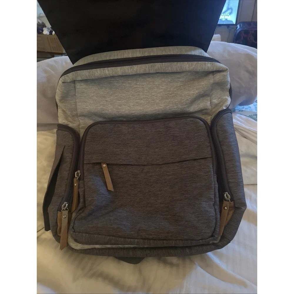 Eddie Bauer First Adventure Cascade  Diaper Bag Backpack Gray Insulated Pockets